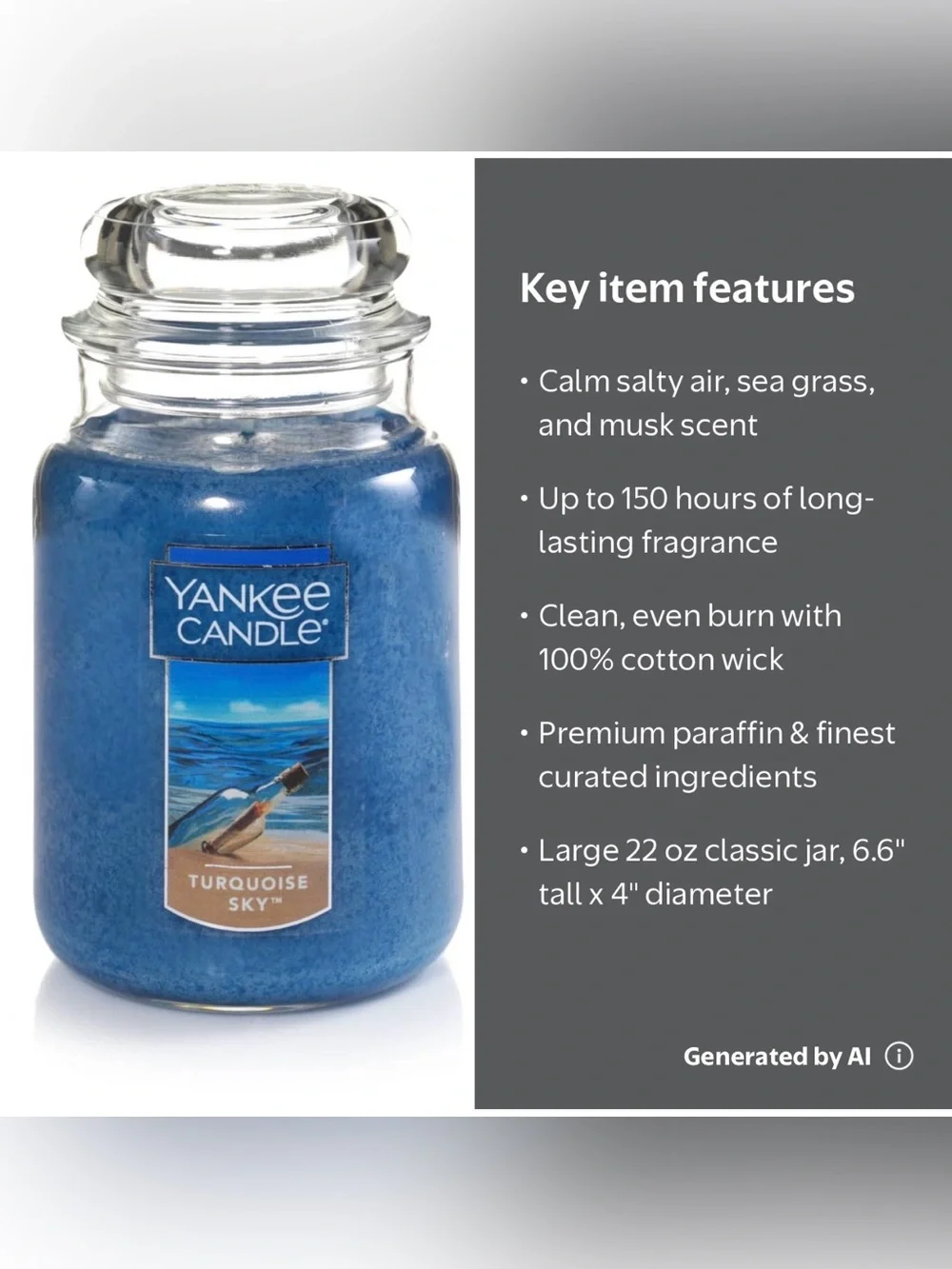 Yankee Candle Turquoise Sky,Lotus Flower,White Lily,Freesia,Sea Grass,Musk,wood